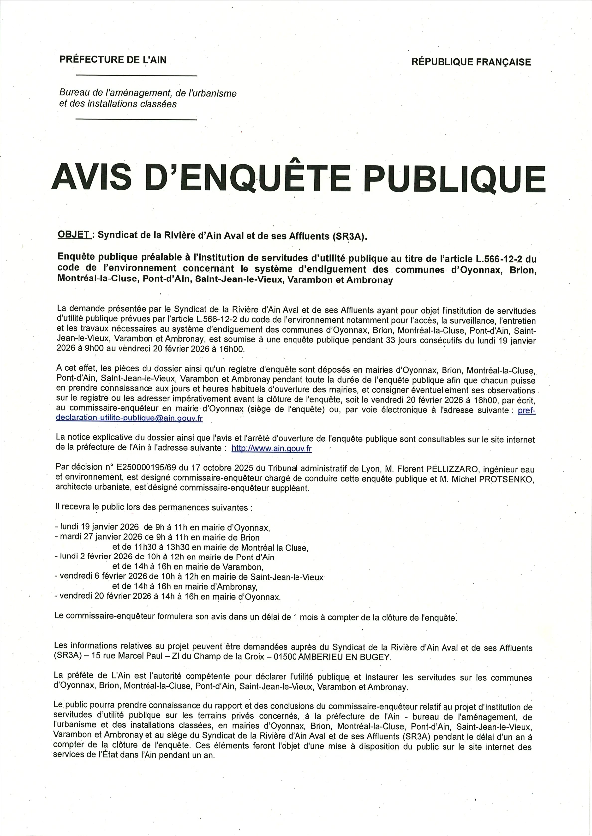 Avis d&rsquo;enquête publique