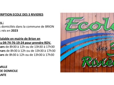 Inscription Ecole des 3 rivières