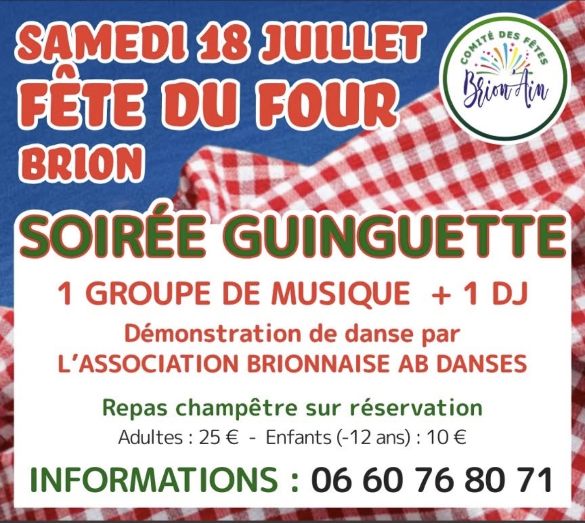 Fête du four, soirée Guinguette le 18 juillet
