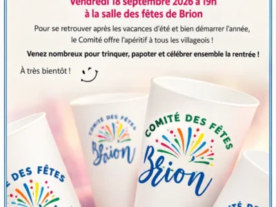 Invitation à l&rsquo;apéro du village vendredi 18 septembre à 19H